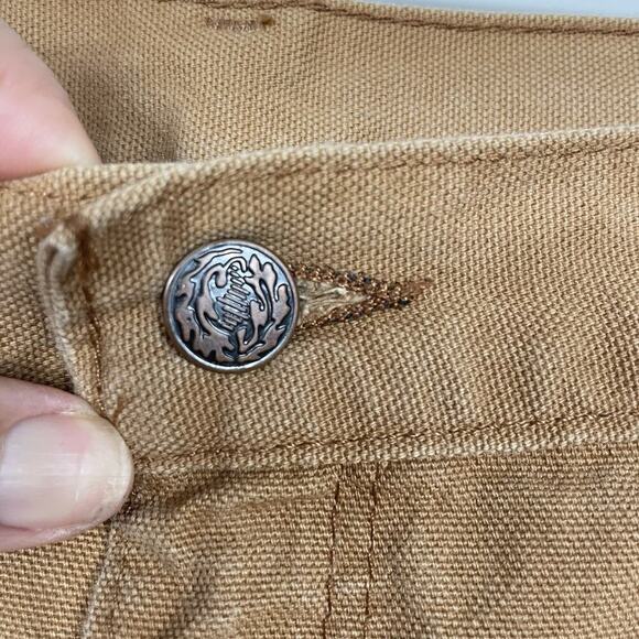 Vtg Pointer Brand Pants Sz 40x28 Tan Duck Canvas Hunting Double Knee Brush Guard - Picture 11 of 11